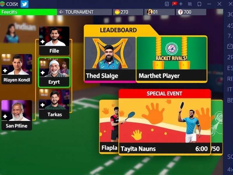 Racket Rivals tournament leaderboard showing Indian player names